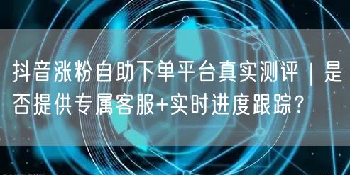 抖音涨粉自助下单平台真实测评|是否提供专属客服+实时进度跟踪?