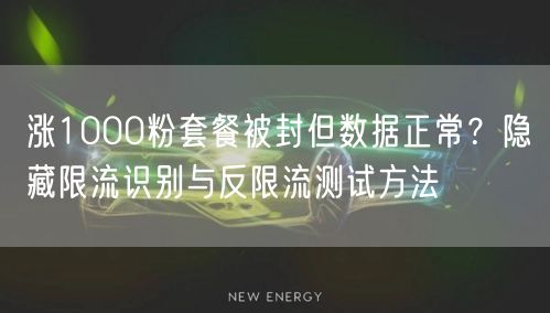 涨1000粉套餐被封但数据正常？隐藏限流识别与反限流测试方法