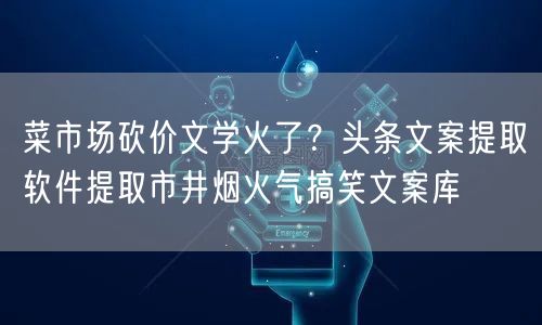 菜市场砍价文学火了?头条文案提取软件提取市井烟火气搞笑文案库