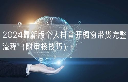 2024最新版个人抖音开橱窗带货完整流程(附审核技巧)