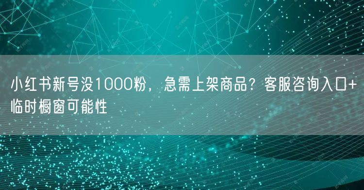 小红书新号没1000粉,急需上架商品?客服咨询入口+临时橱窗可能性