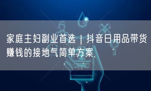 家庭主妇副业首选|抖音日用品带货赚钱的接地气简单方案
