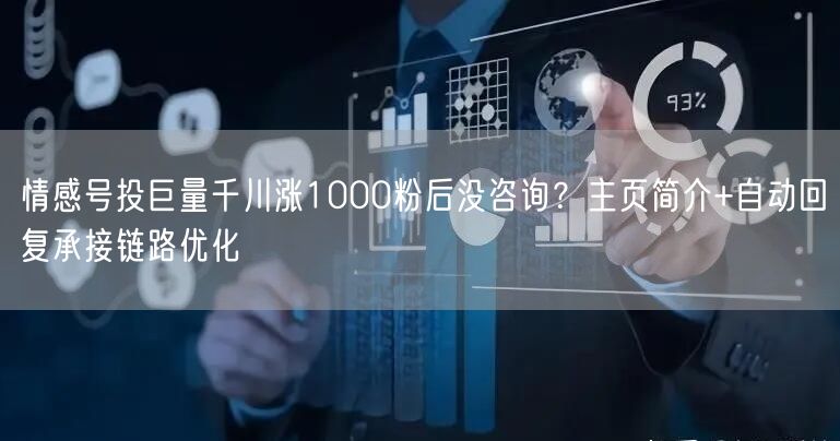 情感号投巨量千川涨1000粉后没咨询?主页简介+自动回复承接链路优化