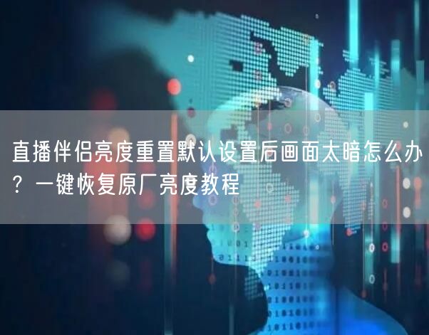 直播伴侣亮度重置默认设置后画面太暗怎么办?一键恢复原厂亮度教程