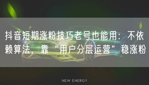 抖音短期涨粉技巧老号也能用：不依赖算法，靠“用户分层运营”稳涨粉