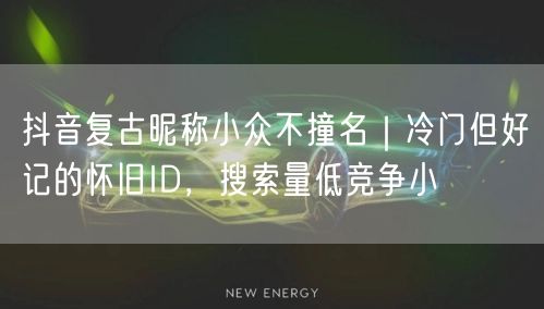 抖音复古昵称小众不撞名|冷门但好记的怀旧ID,搜索量低竞争小