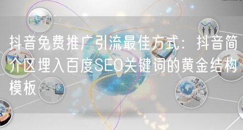 抖音免费推广引流最佳方式：抖音简介区埋入百度SEO关键词的黄金结构模板