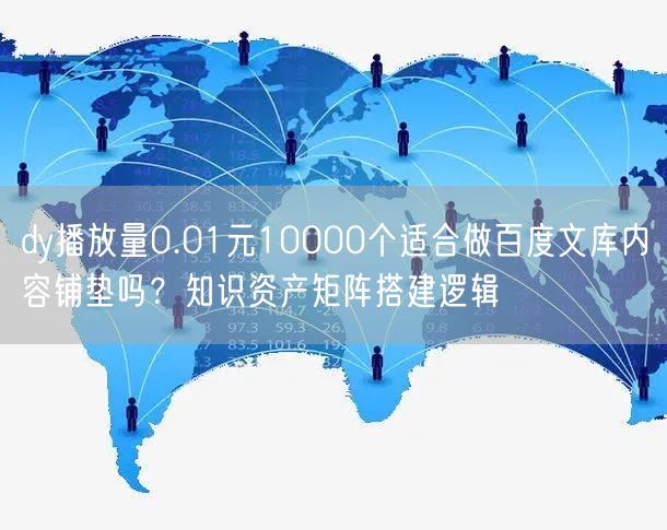 dy播放量0.01元10000个适合做百度文库内容铺垫吗?知识资产矩阵搭建逻辑
