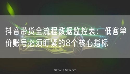 抖音带货全流程数据监控表:低客单价账号必须盯紧的8个核心指标