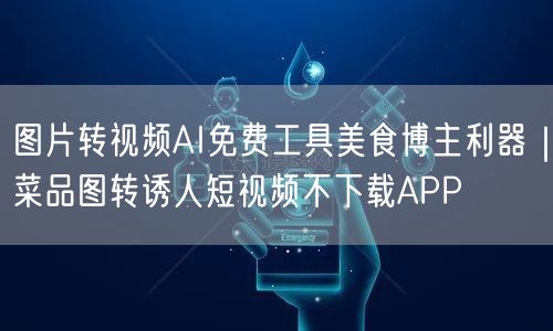 图片转视频AI免费工具美食博主利器|菜品图转诱人短视频不下载APP