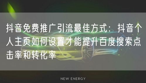 抖音免费推广引流最佳方式：抖音个人主页如何设置才能提升百度搜索点击率和转化率